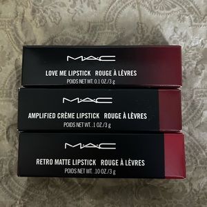 Mac Cosmetics Lipsticks Ruby Woo, Dubonnet, E for Effortless